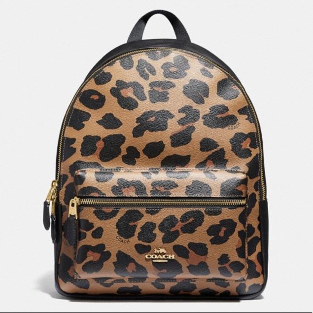 NWT Coach Charlie Backpack With Leopard Print
